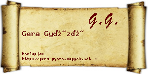 Gera Győző névjegykártya